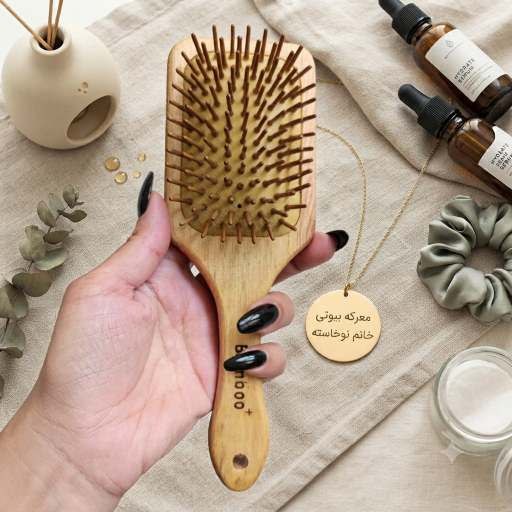 خرید برس چوبی ساخته شده از چوب طبیعی بامبو سازگار با پوست سر.