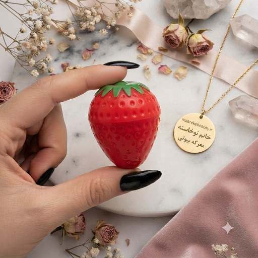  ​بالم لب توت فرنگی بسته‌بندی فوق‌العاده کیوت، فانتزی و مینیاتوری به شکل توت‌فرنگی