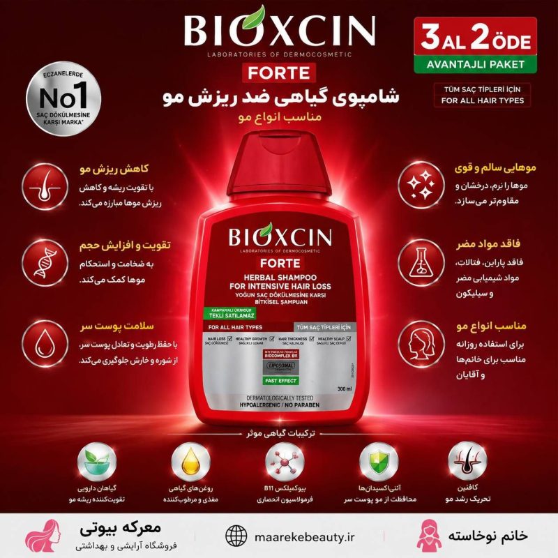 ویژگی های شامپو ضد ریزش مو بیوکسین فورته