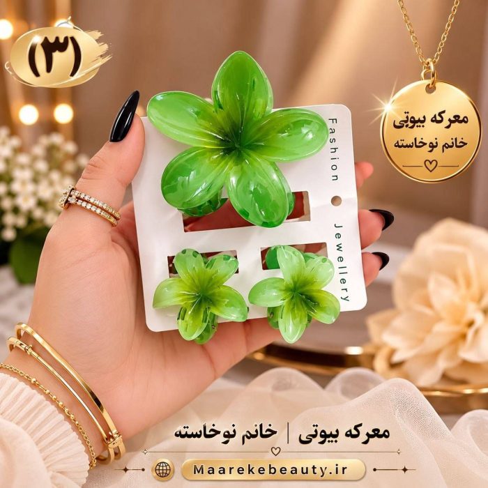 نمایش ابعاد و رنگ کلیپس مو پلومریا قرمز تیره